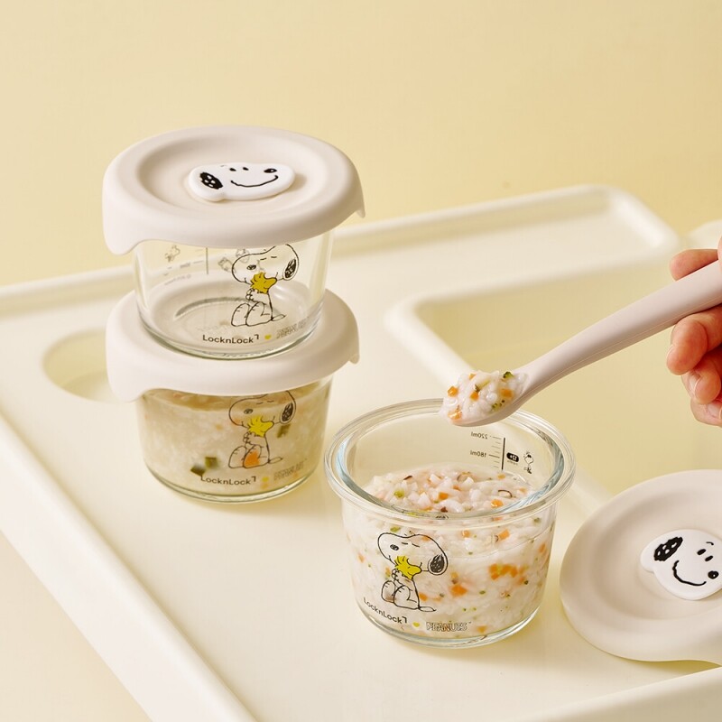 좋은 것을 담다 락앤락,스누피 리틀럽 이유식 실리콘캡 원형 3P