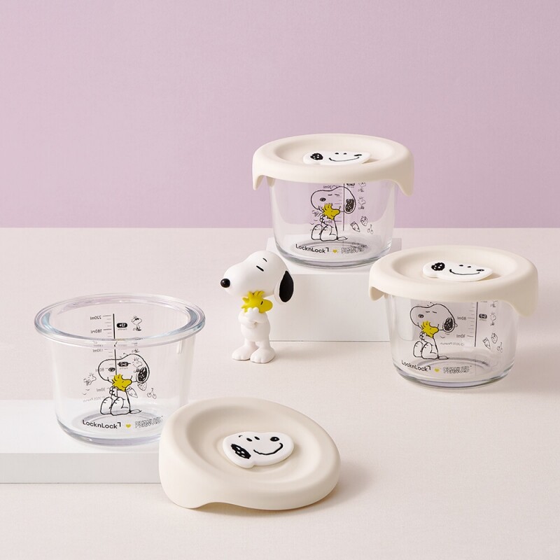 좋은 것을 담다 락앤락,스누피 리틀럽 이유식 실리콘캡 원형 3P