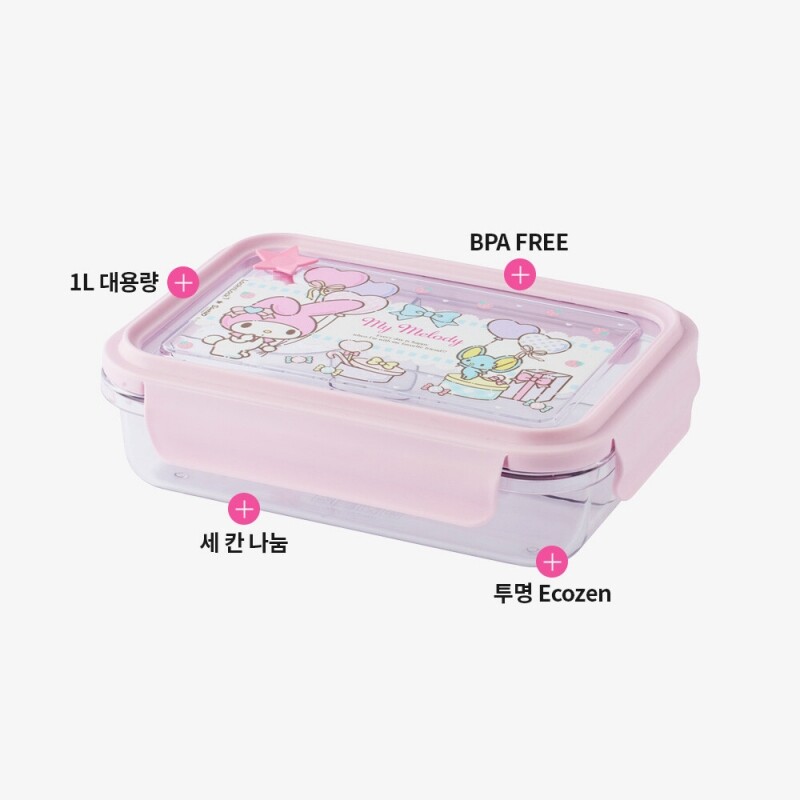 좋은 것을 담다 락앤락,스쿨핏 산리오캐릭터즈 세 칸 나눔 클리어 도시락