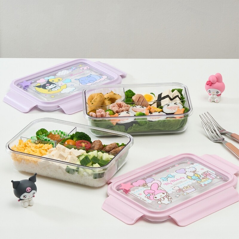 좋은 것을 담다 락앤락,스쿨핏 산리오캐릭터즈 세 칸 나눔 클리어 도시락