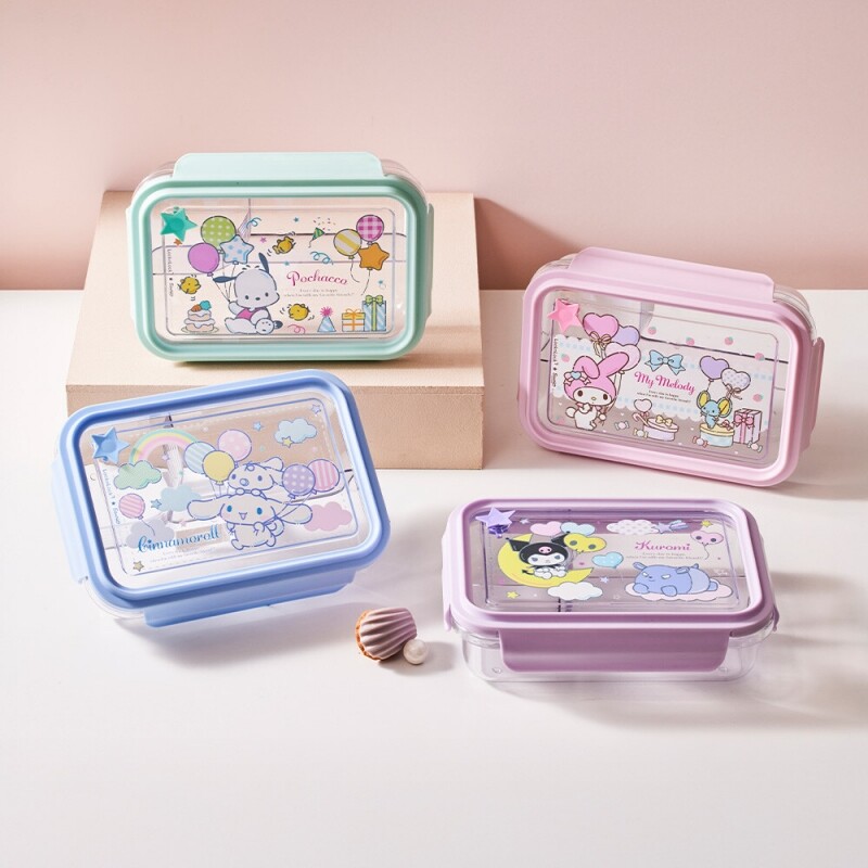 좋은 것을 담다 락앤락,스쿨핏 산리오캐릭터즈 세 칸 나눔 클리어 도시락